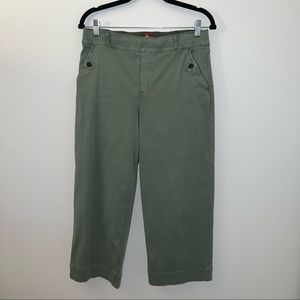 Spanx Size Large Petite Stretch Twill Cropped Wide Leg Pant Soft Sage